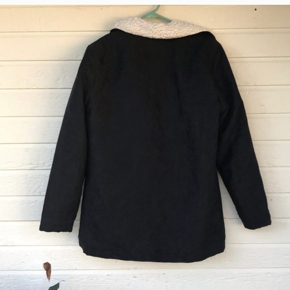 Volcom Sherpa lined Jacket Baia Park black zip warm outdoor Skater Girl  sz L - Picture 4 of 9